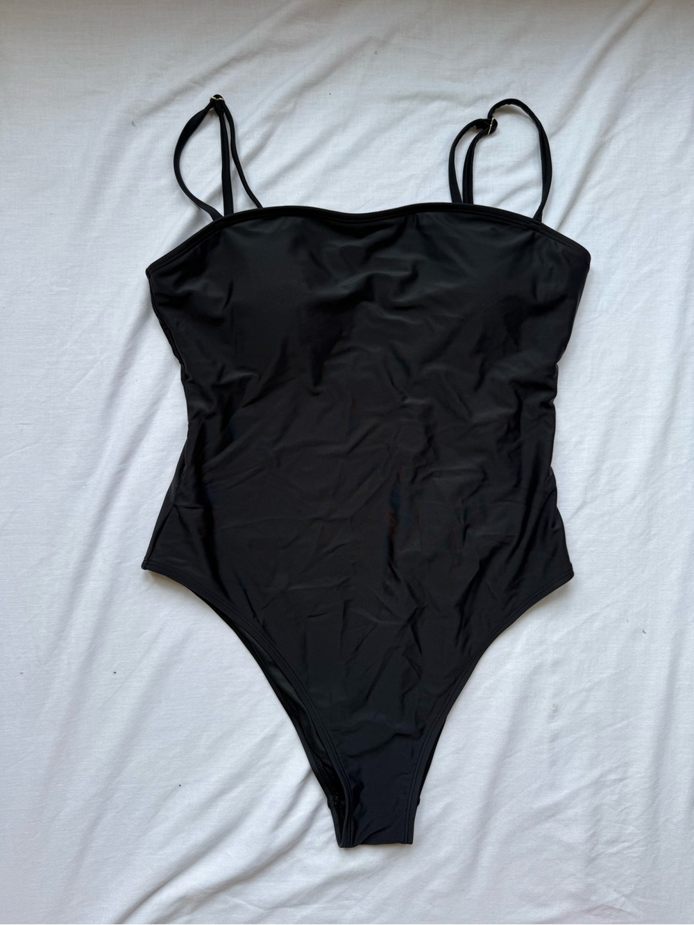 RELLECIGA Black One-Piece Swimsuit with Slim Straps
